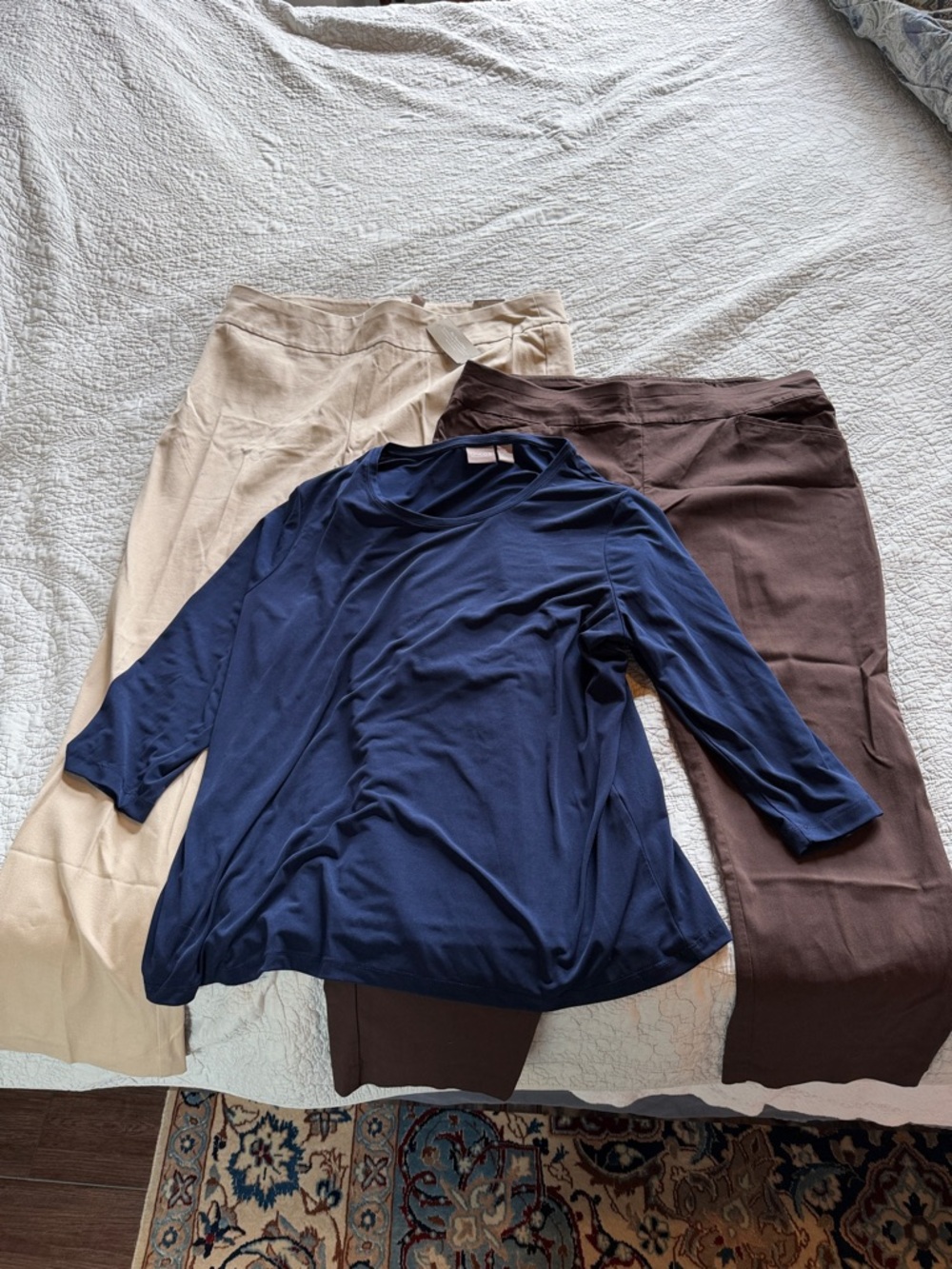LOT of 3 Chico's Size 3 / XL Outfit Bundle – Trousers (1 NWT!) & Navy Top
